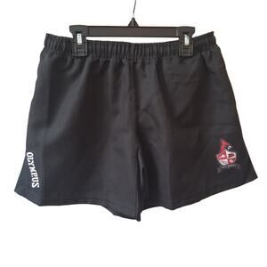 NWT Olympus Rugby Shorts Stretch Zones Sides/Crotch Black Embroidered Emblem-AM